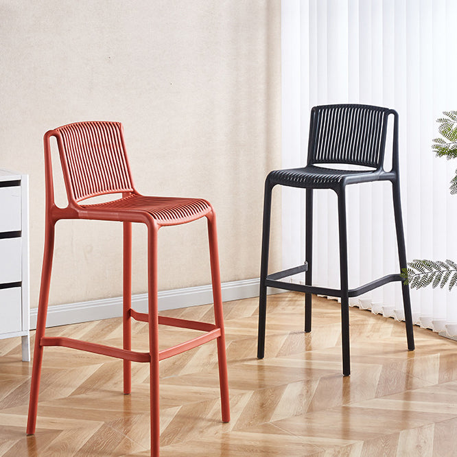 Modern Minimalist Rectangular PP Bar Stool Backrest Footrest For Dining Room
