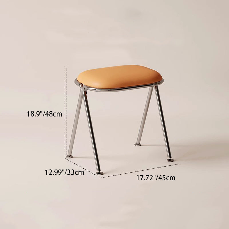 Contemporary Nordic Rectangular PU Leather Metal Vanity Stool For Bedroom