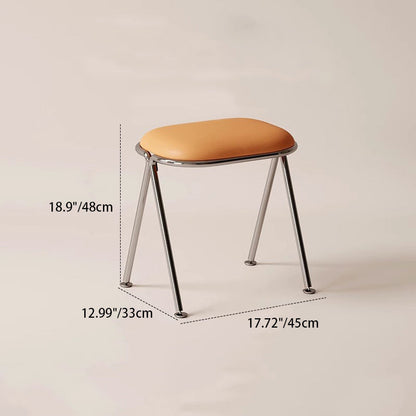 Contemporary Nordic Rectangular PU Leather Metal Vanity Stool For Bedroom