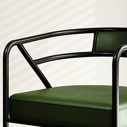 Contemporary Industrial Square Upholstered Suede Fabric PU Leather Iron Dining Chair Curved Backrest Armrest for Dining Room