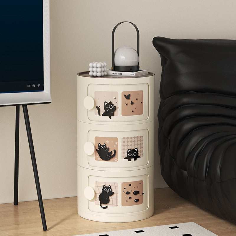 Contemporary Creative Cylindrical ABS Nightstand 2/3 Drawer For Bedroom