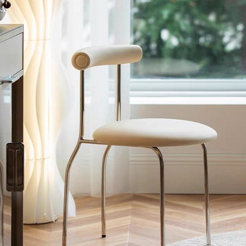 Contemporary Scandinavian PU Leather Metal Sponge Round Arc Dining Chair Backrest For Dining Room