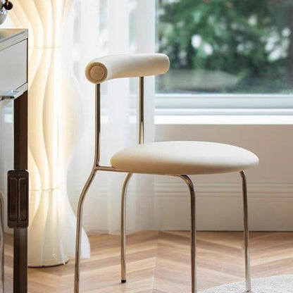 Contemporary Scandinavian PU Leather Metal Sponge Round Arc Dining Chair Backrest For Dining Room