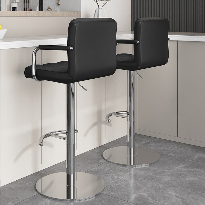 Modern Minimalist Rectangular PU Leather Latex Iron Bar Stool Backrest Armrest For Dining Room