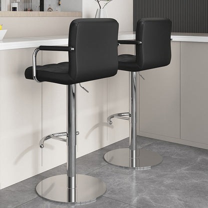 Modern Minimalist Rectangular PU Leather Latex Iron Bar Stool Backrest Armrest For Dining Room