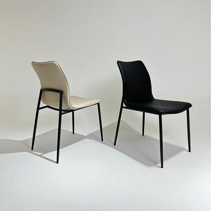 Modern Minimalist PU Leather Carbon Steel Sponge Square Dining Chair Backrest For Dining Room