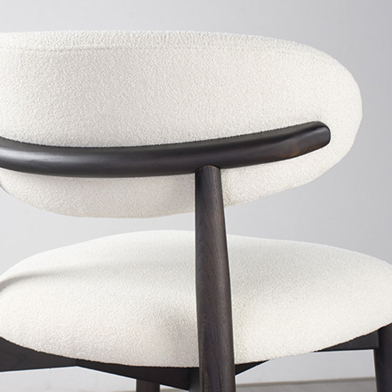 Modern Minimalist Round Upholstered Velvet Solid Wood Bar Stool Curved Backrest For Dining Room
