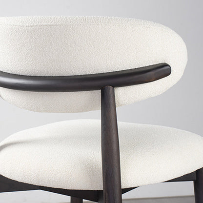 Modern Minimalist Round Upholstered Velvet Solid Wood Bar Stool Curved Backrest For Dining Room