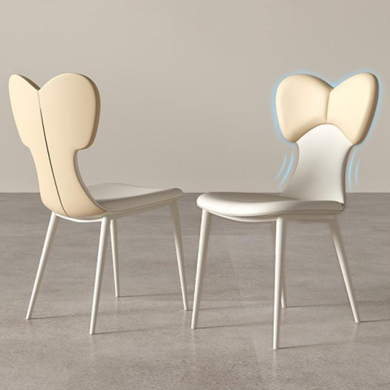 Contemporary Nordic Faux Leather Steel Square Bow Tie Dining Chair Backrest For Dining Room