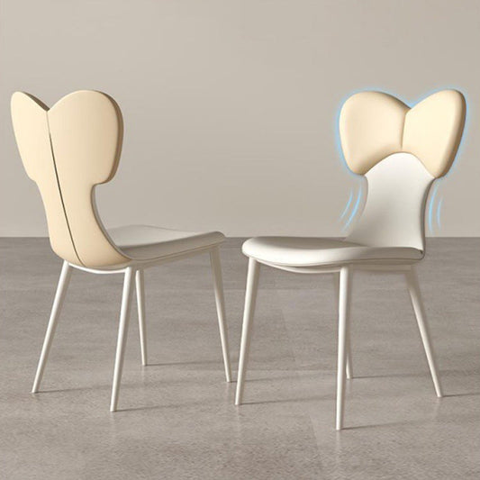 Contemporary Nordic Faux Leather Steel Square Bow Tie Dining Chair Backrest For Dining Room