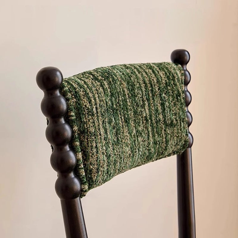 Traditional French Rectangular Chenille Yarn Solid Wood Dining Chair Backrest Armless For Dining Room