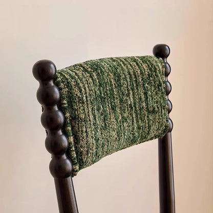 Traditional French Rectangular Chenille Yarn Solid Wood Dining Chair Backrest Armless For Dining Room