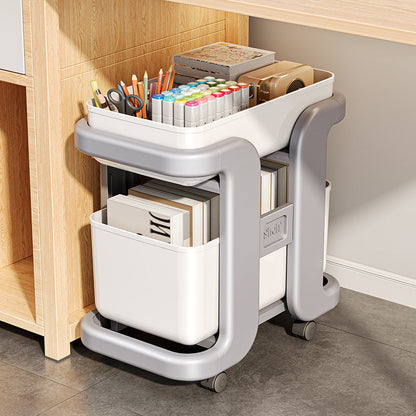 Modern Minimalist Rectangular Movable PP End Table 2-Tier For Bedroom