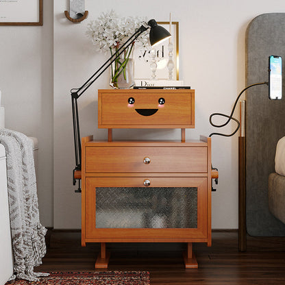 Contemporary Creative Rectangular Medium Density Fiberboard Acrylic Solid Wood Nightstand 1-Drawer For Bedroom
