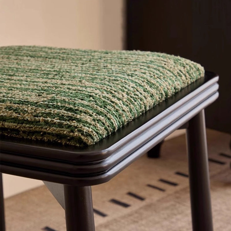 Traditional French Rectangular Chenille Yarn Solid Wood Dining Chair Backrest Armless For Dining Room