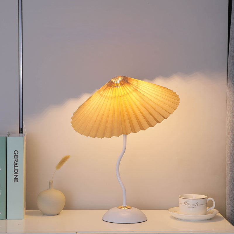 Vintage Danish Pleated Umbrella Bend Base 1-Light Table Lamp