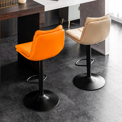 Modern Minimalist Rectangular Nappa Leather Iron Bar Stool Backrest Armless For Dining Room