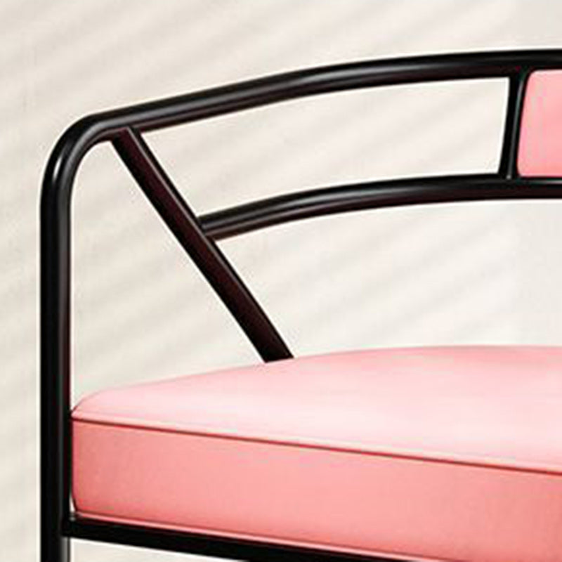 Contemporary Industrial Square Upholstered Suede Fabric PU Leather Iron Dining Chair Curved Backrest Armrest for Dining Room