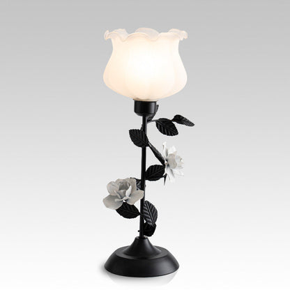 Contemporary Scandinavian Rose-shaped Iron Acrylic Glass 1-Light Table Lamp For Bedroom