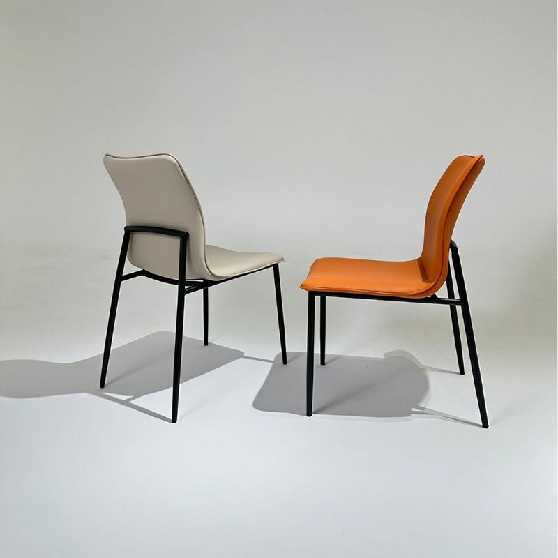 Modern Minimalist PU Leather Carbon Steel Sponge Square Dining Chair Backrest For Dining Room