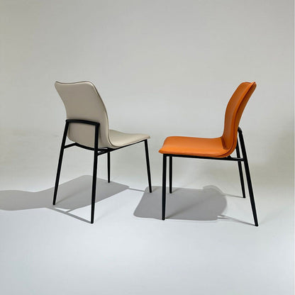 Modern Minimalist PU Leather Carbon Steel Sponge Square Dining Chair Backrest For Dining Room