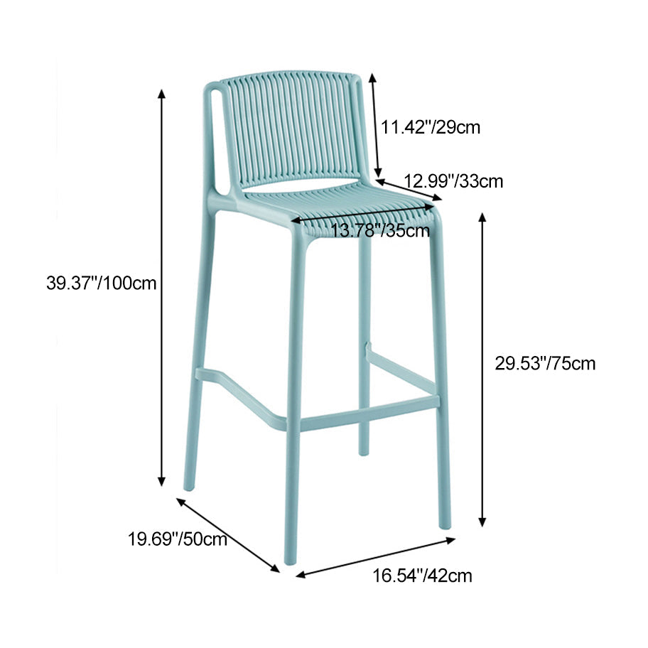 Modern Minimalist Rectangular PP Bar Stool Backrest Footrest For Dining Room