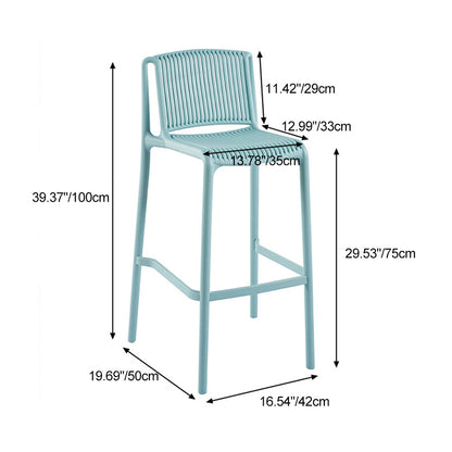 Modern Minimalist Rectangular PP Bar Stool Backrest Footrest For Dining Room