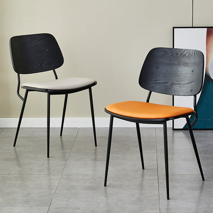 Contemporary Scandinavian Square PU Leather Metal Dining Chair Backrest Armless For Dining Room