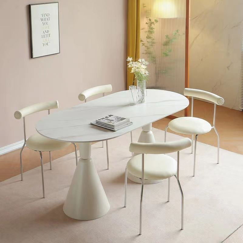 Contemporary Scandinavian PU Leather Metal Sponge Round Arc Dining Chair Backrest For Dining Room