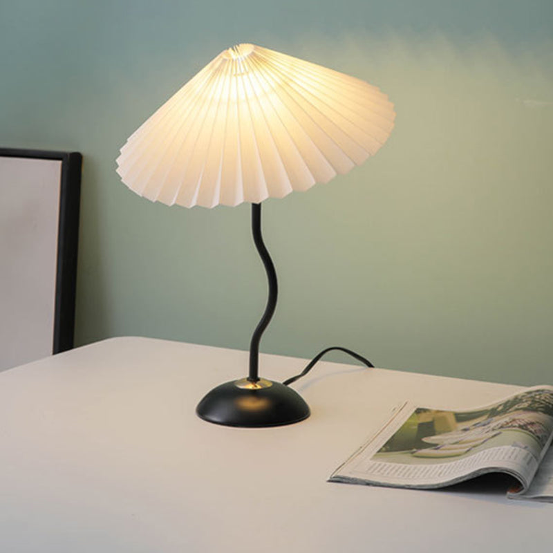 Vintage Danish Pleated Umbrella Bend Base 1-Light Table Lamp