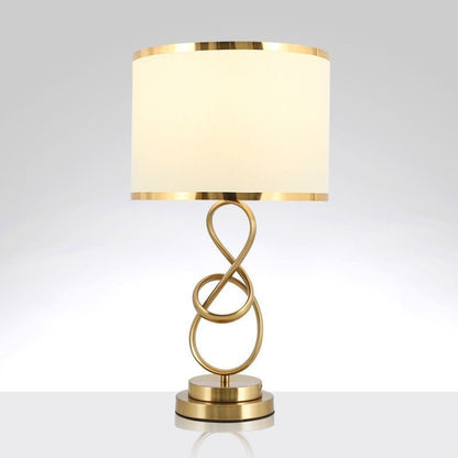 Modern Luxury Cylinder Metal Fabric Crystal 1-Light Table Lamp For Bedroom
