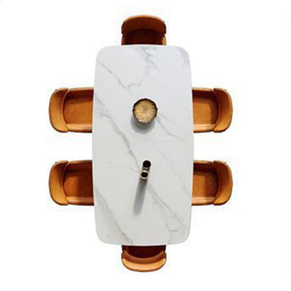 Contemporary Scandinavian PU Leather Carbon Steel Sponge Square Vein Lines Dining Chair Backrest For Dining Room