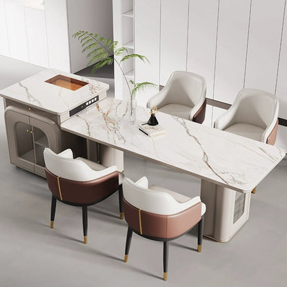 Modern Luxury Square Bent Artificial Leather Metal Dining Chair Backrest Armless For Dining Room