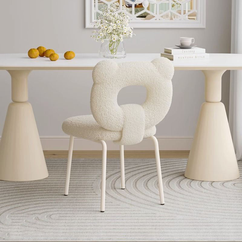 Contemporary Creative Square Iron Wool Vanity Stool Backrest Armless For Bedroom