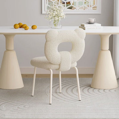 Contemporary Creative Square Iron Wool Vanity Stool Backrest Armless For Bedroom