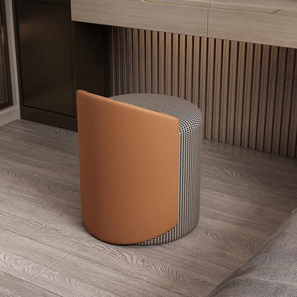 Modern Minimalist Cylindrical Fabric Tech Leather Iron Vanity Stool Backless Armless For Bedroom