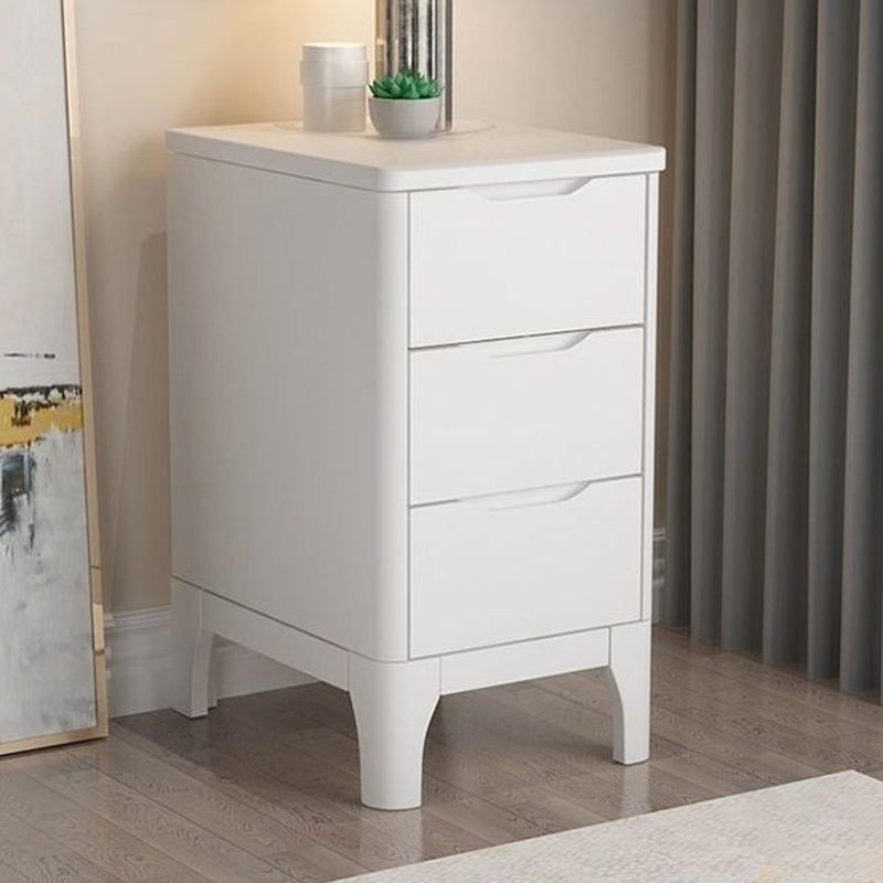Contemporary Nordic Rectangular Solid Wood Nightstand 2-Drawer For Bedroom