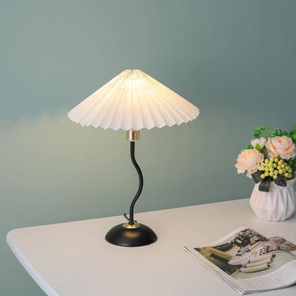 Vintage Danish Pleated Umbrella Bend Base 1-Light Table Lamp