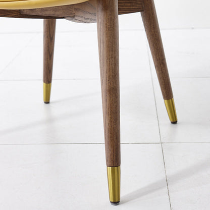 Traditioanal Vintage Weaving Microfiber Leather Ash Wood Rattan Sponge Square Hug Dining Chair Backrest Armrest For Dining Room