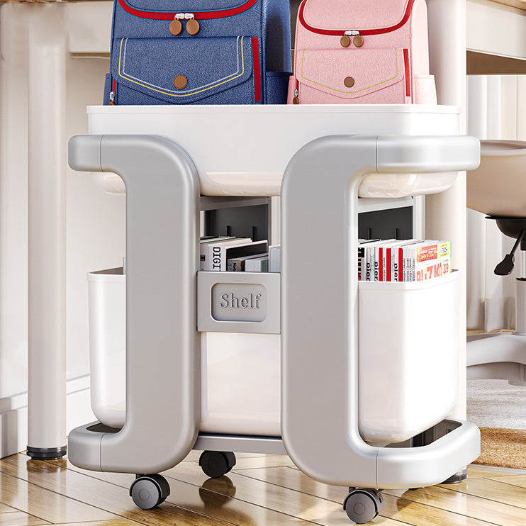 Modern Minimalist Rectangular Movable PP End Table 2-Tier For Bedroom