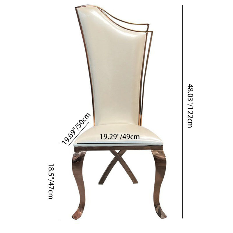 Contemporary Scandinavian Trapezoidal Square Microfiber Leather Metal Dining Chair Backrest Armless For Dining Room