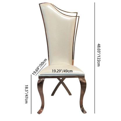 Contemporary Scandinavian Trapezoidal Square Microfiber Leather Metal Dining Chair Backrest Armless For Dining Room