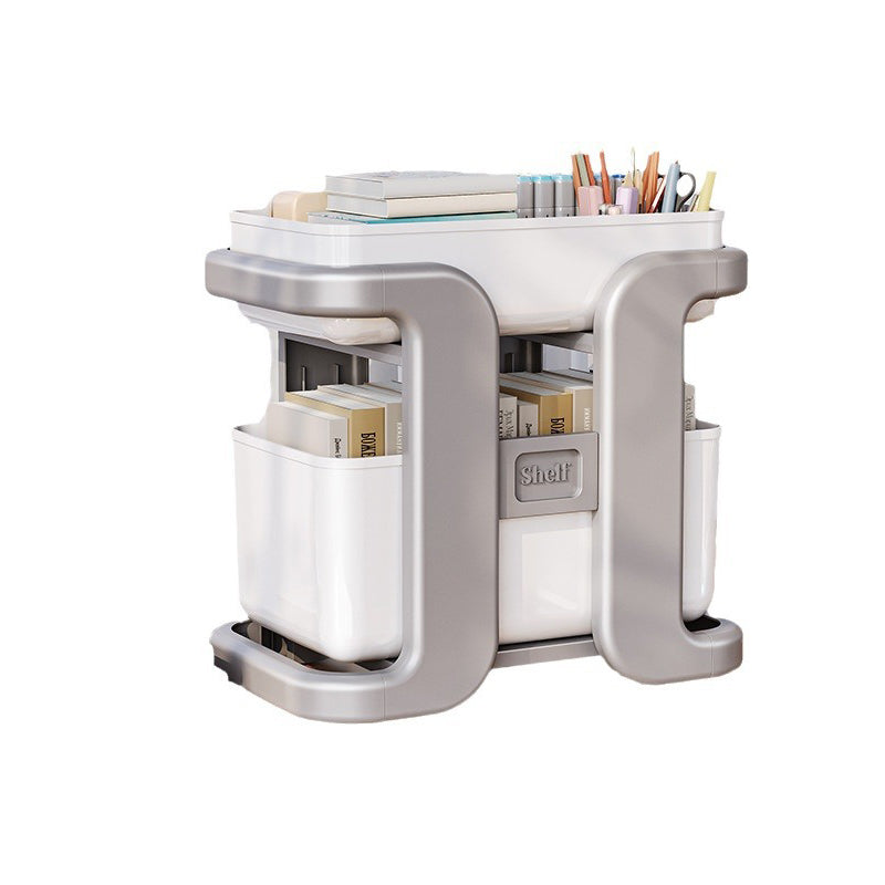 Modern Minimalist Rectangular Movable PP End Table 2-Tier For Bedroom