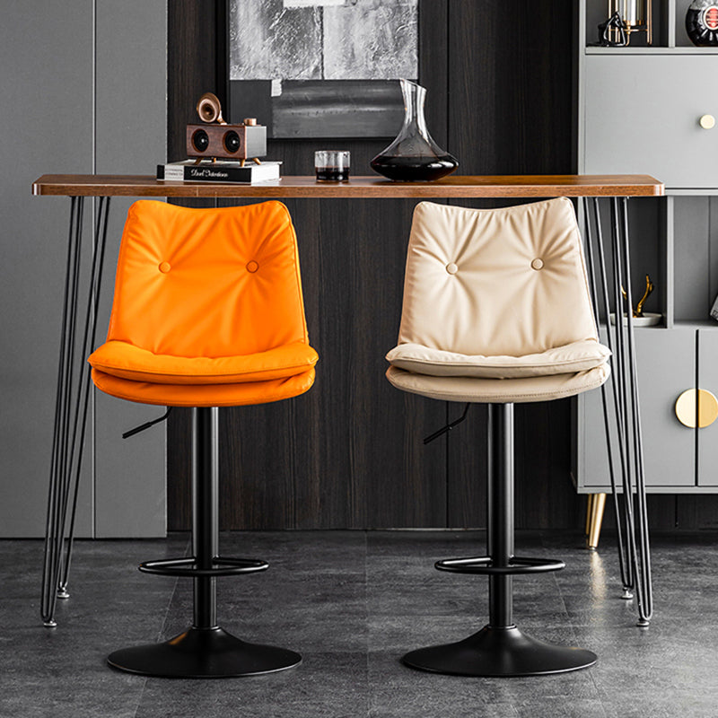 Modern Minimalist Rectangular Nappa Leather Iron Bar Stool Backrest Armless For Dining Room