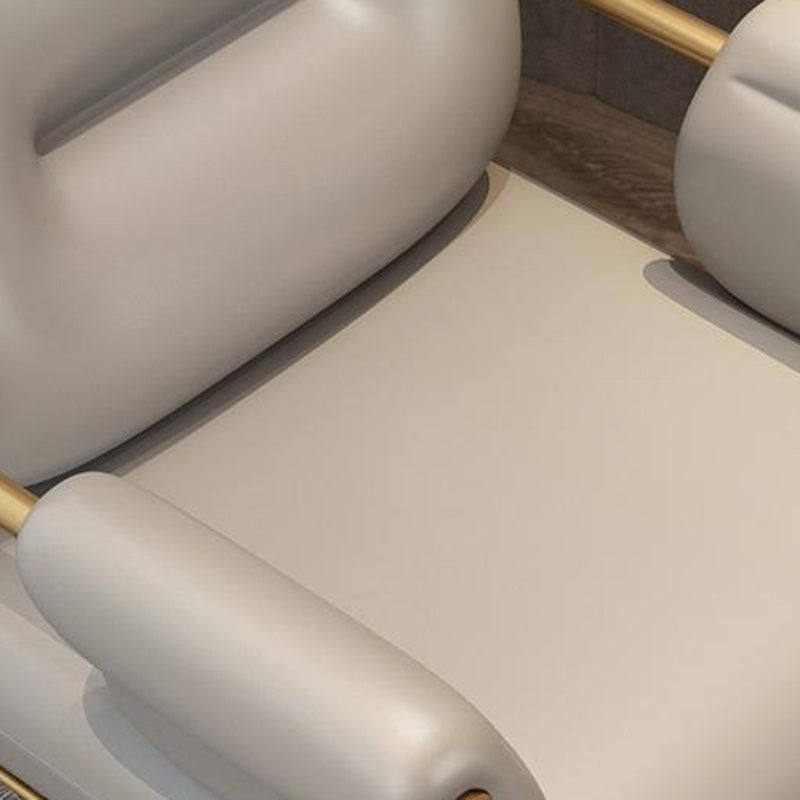 Contemporary Scandinavian Square PU Leather Iron Vanity Stool Backrest Armrest For Bedroom