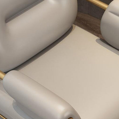 Contemporary Scandinavian Square PU Leather Iron Vanity Stool Backrest Armrest For Bedroom