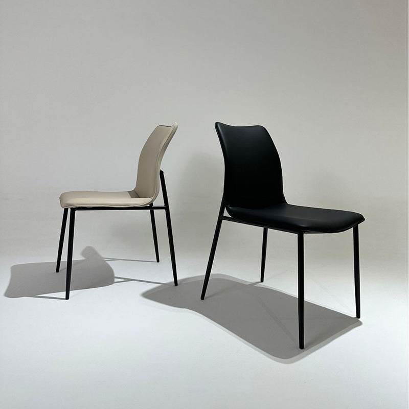 Modern Minimalist PU Leather Carbon Steel Sponge Square Dining Chair Backrest For Dining Room