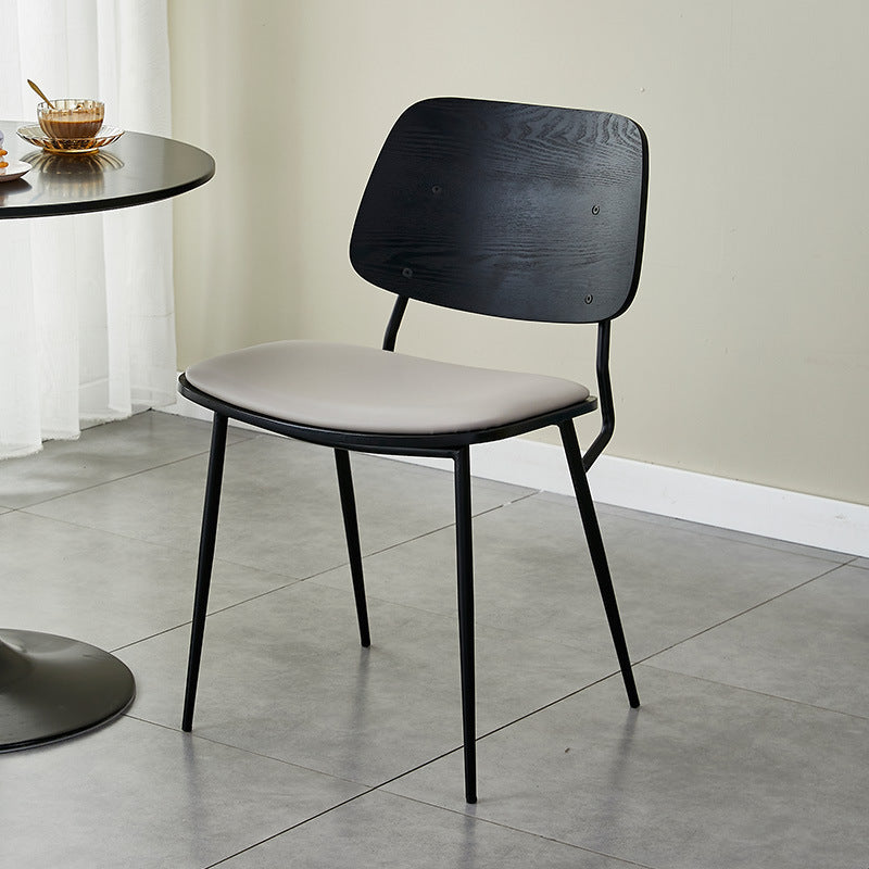Contemporary Scandinavian Square PU Leather Metal Dining Chair Backrest Armless For Dining Room