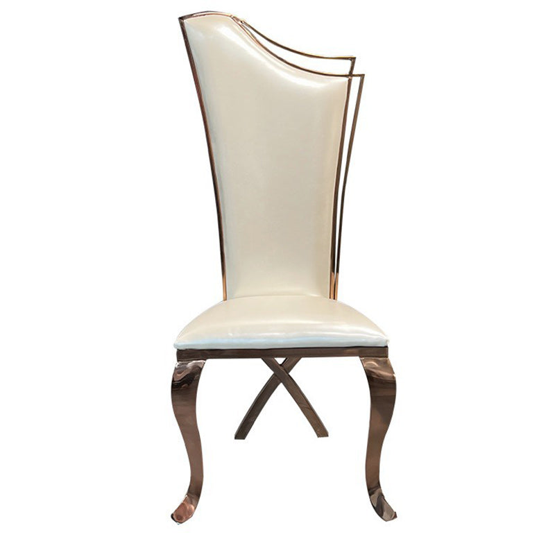 Contemporary Scandinavian Trapezoidal Square Microfiber Leather Metal Dining Chair Backrest Armless For Dining Room