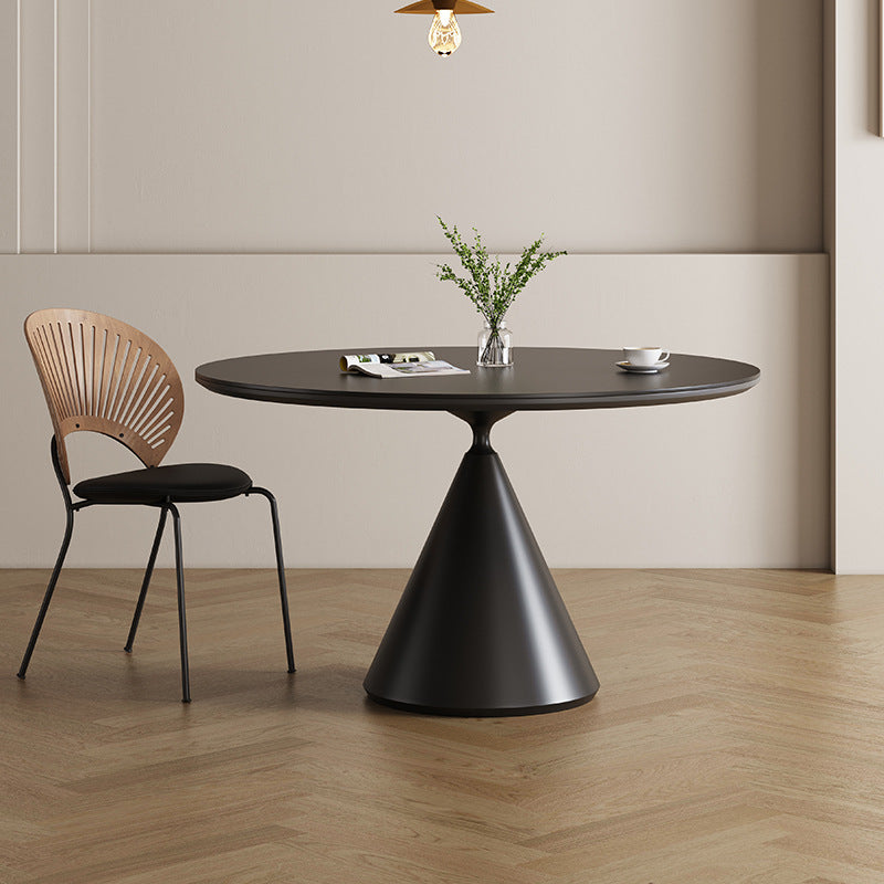 Modern Minimalist Round Solid Multi-Layer Plate Carbon Steel Dining Table for 4 Seats